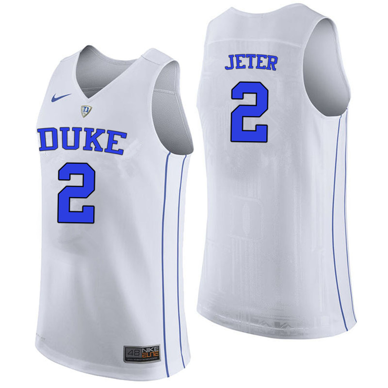 Men #2 Chase Jeter Duke Blue Devils College Basketball Jerseys-White